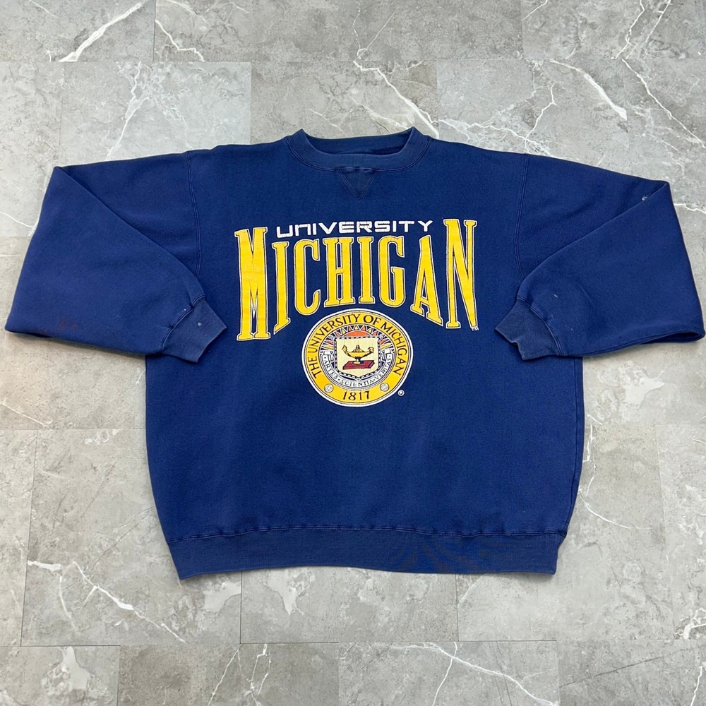 90s Vintage Michigan Wolverines Sweatshirt Mens XL Distressed Pullover Crewneck